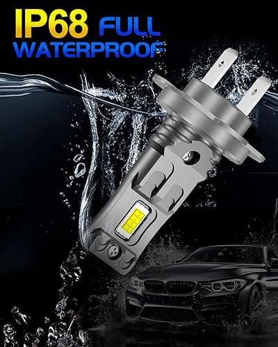 AUXIRACER Ampoule LED H7, puce CSP 6500K 500%, lampe H7 LED automobile feux de route et feux de croisement, ampoule extérieure, remplacement des lampes halogènes et xénon (2 lampes)
