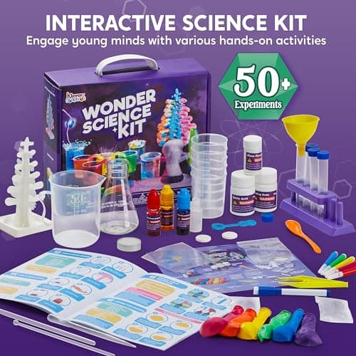 KLEVER Kits 50+ Expériences Scientifique pour Enfants,Jeux pour Enfants Chimie Enfant, Science et Jeu, Cadeau Garcon 10 Ans, Jouet Garcon 7 Ans Arbre de Cristal, Jouets éducatifs Scientifiques