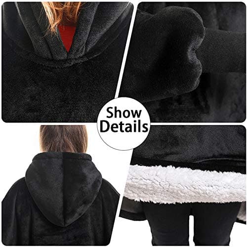 Sweat à Capuche Super Dalian, Veste à Capuche Double Face Super Confortable et épaisse avec de Grandes Poches, Convient aux Hommes et aux Femmes Adultes - noir - taille 1
