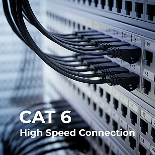 deleyCON 10x 0,5m CAT6 Câble Réseau Plat 1000 Mbit Gigabit LAN - Cat 6 RJ45 Ethernet Câble de Raccordement Câble de Pose fin Plat - pour Internet Switch Routeur Modem Panneau de Brassage - Noir