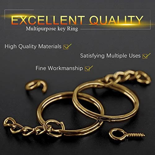 Swpeet Lot de 450 anneaux porte-clés en argent avec chaîne et 150 anneaux avec vis à œillet pour la fabrication de bijoux (bronze)