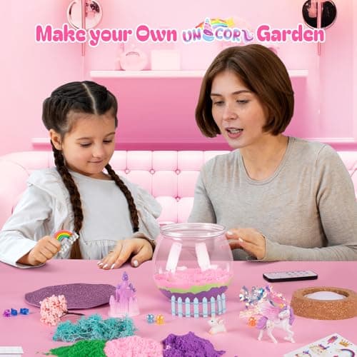 RONSTONE Kit Terrarium DIY avec Jouet Licorne pour Filles et Garçons - Excellent Cadeau d'anniversaire pour Enfants de 4 5 6 7 8 Ans - Kit de Bricolage Educatif pour Enfants - Veilleuse Licorne