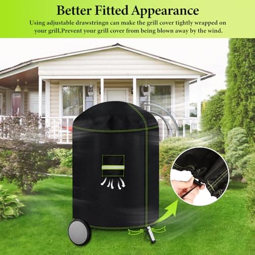 Housse Barbecue Exterieur, VDISRR Housse Bâche de Protection Résistante de 600D Oxford Housse Plancha Ø77 x 90 cm Anti-Vent/Anti-UV/Antipoussière/Anti-l'eau