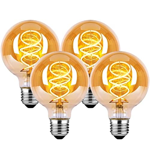 Ampoule E27 Vintage 4W Dimmable Blanc chaud 2700K G80 - Ambré, Lot de 4