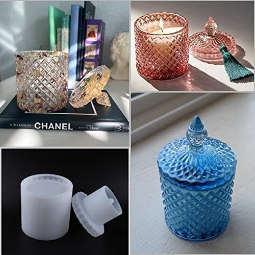 EPODA Moule en Resine Epoxy pour Boîte à Bijoux, Moule Silicone Resine Boite Organisateur avec Couvercle, Moule en Résine Moulage pour DIY Bougeoir et Conteneur à Stylos