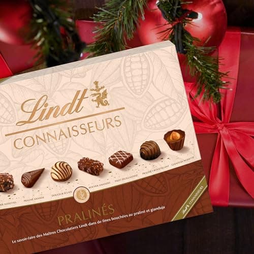 Lindt - Boîte CONNAISSEURS Pralinés - Assortiment de Chocolats au Lait et Noirs Pralinés - Idéal pour Noël, 409g