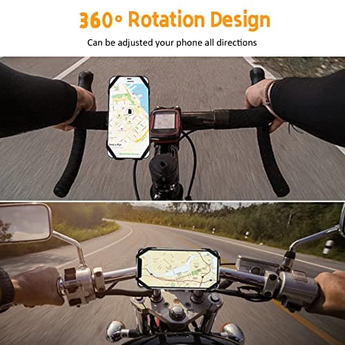 Support téléphone vélo Universel 360° Rotation Réglable Porte pour Guidons de Bicyclette/Moto Compatible avec iPhone, Samsung et 4,5-7,0 Pouces Smartphones (Noir-4)