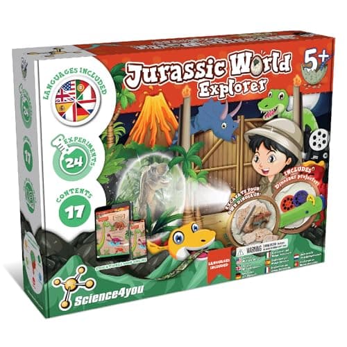 Science4you Explorateur de Jurassic World - Jeu Dinosaure + Kit Science, Jouet de Dinosaure avec 24+ Expériences pour Enfants, Cadeau pour Garçon et Fille 4 5 6+ Ans