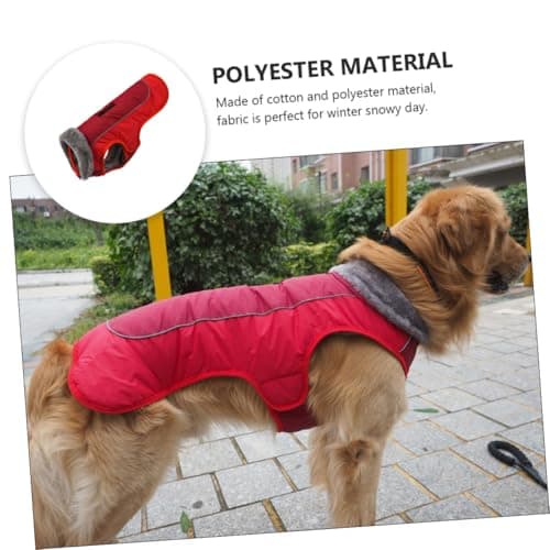 TOGEVAL vêtements de Chien col de Winter Hiver Habit de Neige pour Chien Manteau imperméable pour Chien vêtements en Coton pour Chiots vêtements Chauds pour Chiots Polyester Rouge