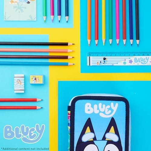 BlueY Trousse Double Compartiment à Crayons Remplie avec Fournitures Scolaires