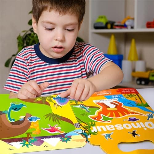 ASTARON Livre d'autocollants 3D réutilisables pour enfants, autocollants imperméables en gelée de vie marine pour les tout-petits, jeu d'autocollants gonflés, livres de scènes d'autocollants de voyage