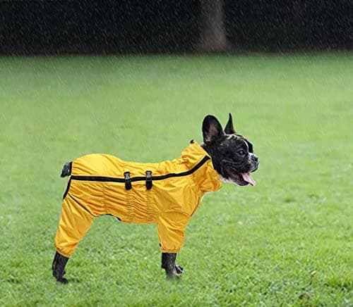 Geyecete - Extensible 1/2 Jambe Costume Combinaison pour Chiens, Manteaux imperméable pour Chien avec Fermeture éclair e Nylon Boucle,pour Chiens de Grande, Petite et Moyenne Taille-Jaune-XXL
