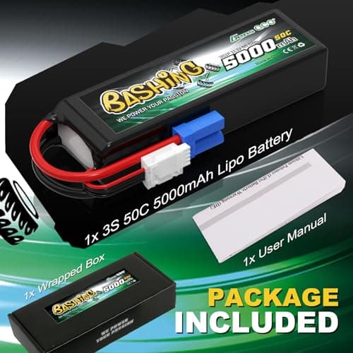 Gens ace 3S Lipo Batterie 5000mAh 11,1V 50C 3S Bashing RC Batterie avec connecteur EC5,pour la Plupart des Voitures RC à l'échelle 1/8, 1/10