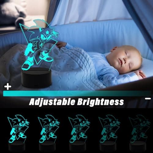 AIRUEEK Sonic Hedgehog Lampe 3D Illusion Veilleuse-16 Variations De Couleurs-Décoration De Chambre Créatif Figurine Anime Cadeaux Pour Enfants Garçons Hommes Sonic Fans