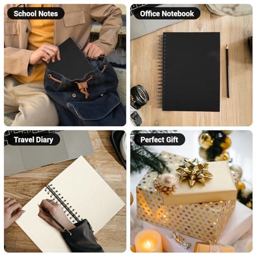 Yarotm Spirale Carnet A5 - Cahier de Note Petit Carreaux 1 Pièce - Carnet de Notes A5 100g / m2 Papier - 240 Pages Cahier a Spirale Carreaux 5mm - A5 Bloc Note Croquis Journal Rigide, Noir