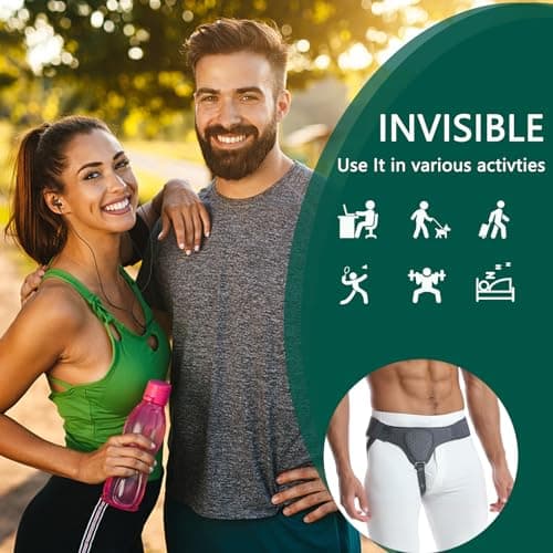 HEERTEEAJ Ceinture herniaire pour homme et femme Ceinture herniaire réglable flexible Soutien herniaire Soulagement de la douleur avec coussinets de compression amovibles Hernie