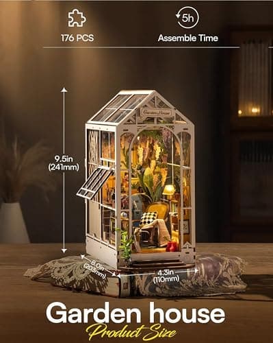 Rolife Book Nook Kit Maison Miniature à Construire Diy Maquette Adulte avec LED Lumières Décoration de Bibliothèque Livre Salon Booknook Puzzle 3D Bois Serre-Livres Diorama Idée Cadeau Femme