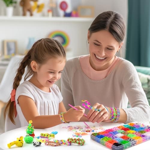 Uolifrem 2800+ Elastiques Bracelet Kit, 32 Couleurs Bracelet Elastique Enfant Kit, Loom Bands avec Accessoires, Élastiques de Bricolage pour la Fabrication de Bracelets, Cadeau pour Filles et Garçons