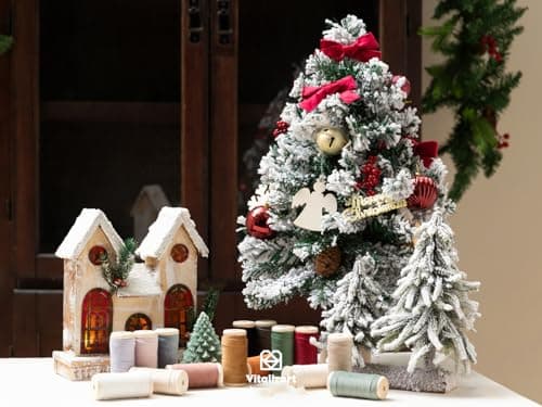 Vitalizart Ruban Velours 15 Couleurs 0,95 cm x 4,57 m x 15 Rouleaux, Bobine en Bois, Ruban en Tissu pour la Décoration de Couronnes de Noël, l'Artisanat, les Ornements, l'Emballage de Cadeaux