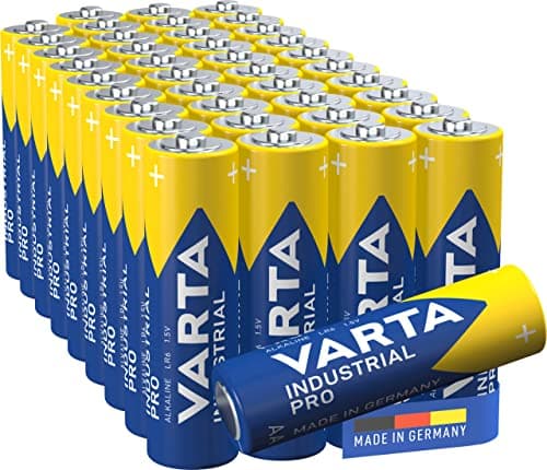 VARTA Piles AA, lot de 40, Industrial Pro, Batterie Alcaline, 1,5V, pack de stockage en emballage écologique, Made in Germany [Exclusif sur Amazon] | Mignon-Piles LR6, Made in Germany, conservation jusqu'à 10 ans, pour l'industrie, atelier, appareils de mesure