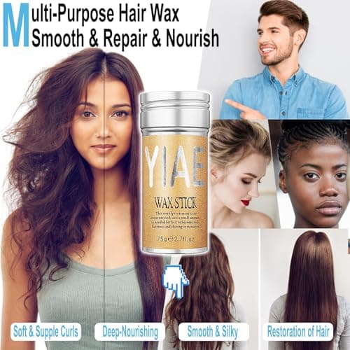 YIAE Wax stick hair (3 pièces), Bâton de cire cheveux femme et homme, Pommade coiffante non grasse pour cheveux rebelles, anti frisottis cheveux et edge control - 75 g x 3
