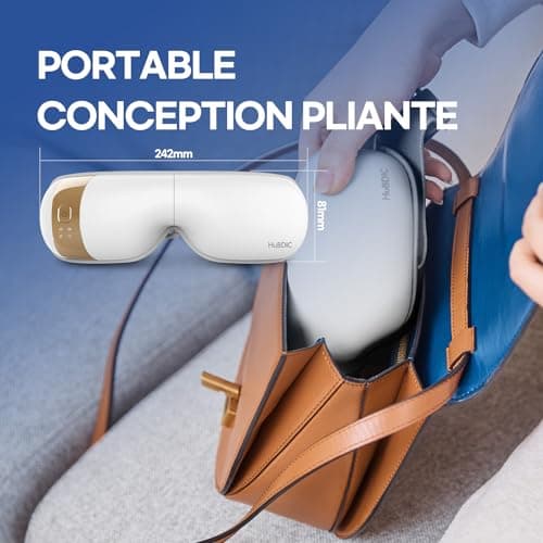 HubiCare Hem-5 Premium Eye Massager avec chaleur et vibration pour les yeux secs et détendre la fatigue oculaire, les cernes et améliorer le sommeil (blanc)