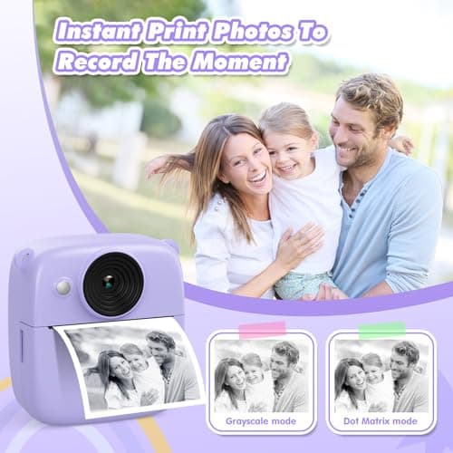 Appareil Photo Instantané Enfant, CalineGam 48MP 1080P Appareil Photo Numérique Enfant avec Carte 32GB & Papier Photo, Noël Anniversaire Cadeau pour Filles Garçons 3-12 Ans (Violet)