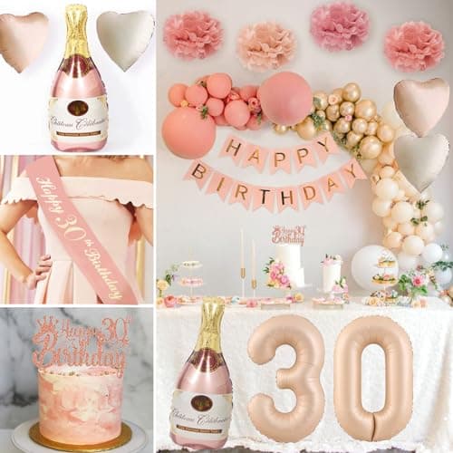 Decoration Anniversaire 30 Ans Femme, Ballon 30 Ans, Deco 30 Ans, Happy Birthday Decoration, Ballons Roses Rétro 30e Anniversaire Avec Banderole Joyeux Anniversaire Pour Décoration De Fête Pour Femmes