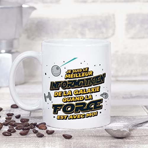 Mugffins Tasses pour INFORMATICIEN - En Français - Cadeau original pour INFORMATICIEN homme - Meilleur de Galaxie Quand Force Avec Moi - 11 oz / 330 ml