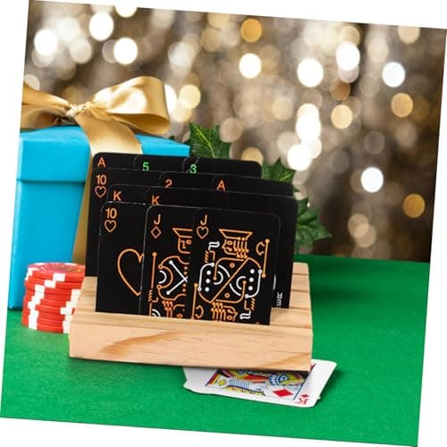 HONMEET Poker Support Titulaire De La Carte en Bois Bois Place Titulaire De La Carte Titulaire De La Carte De Titulaires De Cartes À Jouer pour Adultes Plateau De Cartes en Bois