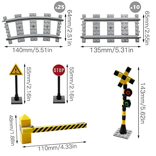 hocadon 40 Pièces Rails de Blocs de Construction de la Ville, Accessoires d'Extension City Train, Rails de Ville pour Cadeau Enfants