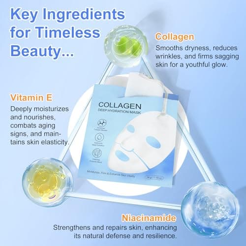 Lot de 6 masques de collagène bio pour la nuit, anti-âge, anti-rides, masque facial anti-rides, masque de nuit hydratant