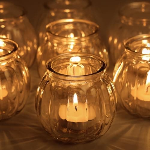 Belle Vous Photophore Verre Transparent pour Bougies Chauffe-Plat avec Ruban Blanc (Lot de 12) - Bougeoir Mariage, Fêtes, Décoration de la Maison, Centres de Table et Cadeaux