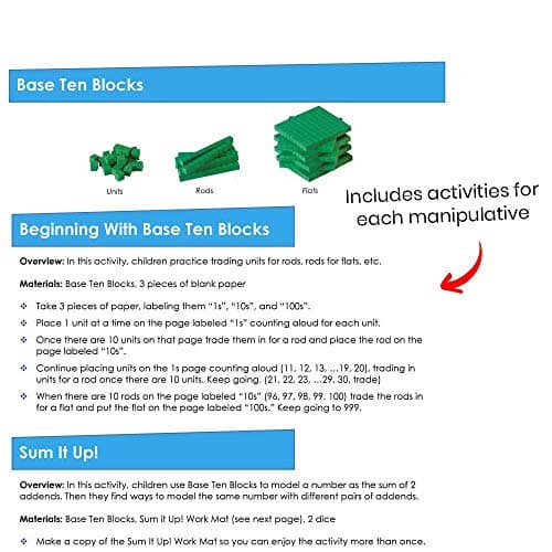 Learning Resources Kit de matériel de manipulation à domicile, objets mathématiques à manipuler pour l’apprentissage à domicile avec des cubes à emboîter, des cubes de base 10, 8+