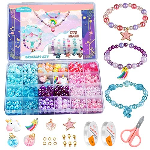 WuikerDuo Perles Pour Enfants,Perles Pour Bracelet Enfant,DIY Bracelets Colliers De Perles Bijoux Faire Des Perles Colorées Pour Les Filles