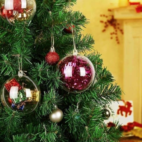 Entgoinggo Lot de 10 boules de Noël vides en plastique transparent pour loisirs créatifs, Nouvel An, fête de mariage, vacances, décoration d'intérieur (10 cm)