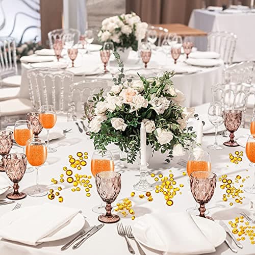 FENGCHUANG 4000 Pièces de Strass Etincelants en 3 Tailles, Idéal Pour Les Décorations de Table de Mariage, Les Décorations de Fête D'anniversaire, Les Remplisseurs de Vase, L'artisanat (Jaune)
