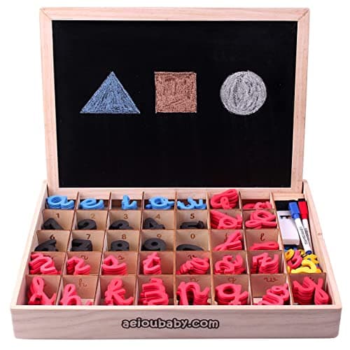 Numéros Lettres Magnétiques Montessori. Abécédaire Mobile Italique Lettres liées. Jeu Éducatif Enfants Apprendre à Lire Écrire. Boîte en Bois,Multilingue,Craies,Marqueurs,Gomme,Tableau Blanc-Noir