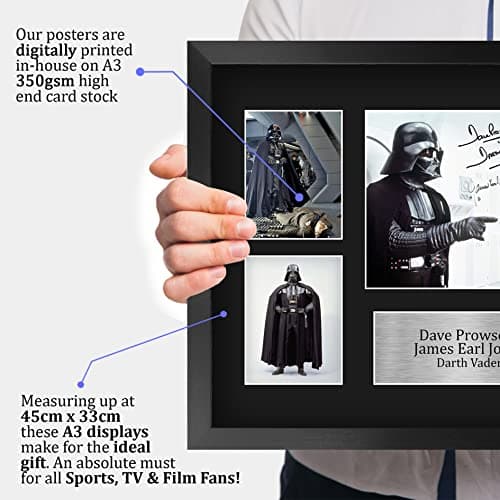 HWC Trading FR A3 Dave Prowse & James Earl Jones Star Wars Darth Vader Cadeaux Imprimés Affichage de présentation d’autographes signés pour les fans de cinéma - A3 Encadré