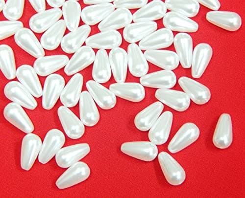 Perlin Lot de 200 perles de culture artificielles en nacre - 10 x 6 mm - Blanc - En forme de goutte - Pour décoration de fête de mariage