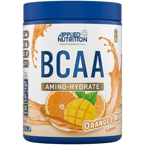 Applied Nutrition Amino-Hydrate BCAA en Poudre, Complément d'Acides Aminés à Chaîne Ramifiée, Poudre d'Acides Aminés Essentiels, Boisson Énergétique (450g, Orange & Mango)