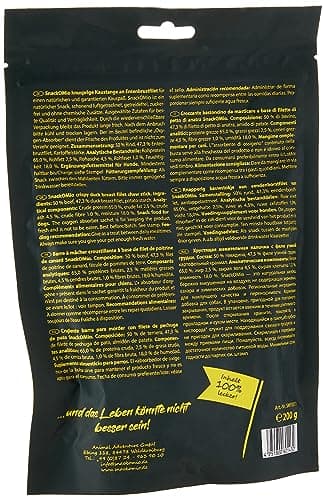 SNACKOMIO - Snack Premium pour chiens - Barre à mâcher croustillante au magret de canard, sans céréales, 1 paquet (1 x 200g)