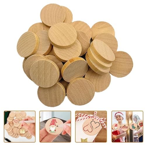 Lot de 100 rondelles de bois naturel vierges rondes vierges pour loisirs créatifs (4 cm)