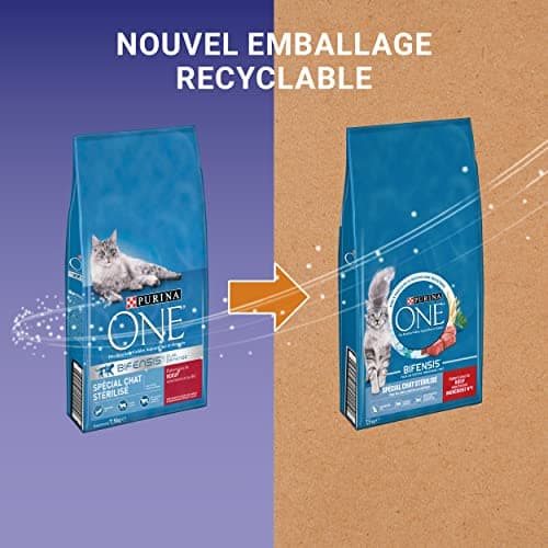 PURINA ONE Bifensis Chat Stérilisé | Croquettes Au Bœuf pour Chats Adultes | Sac de 7,5kg