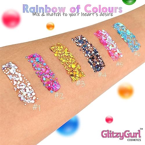 Gel cosmétique à paillettes holographiques pour le visage et le corps (lot de 6)