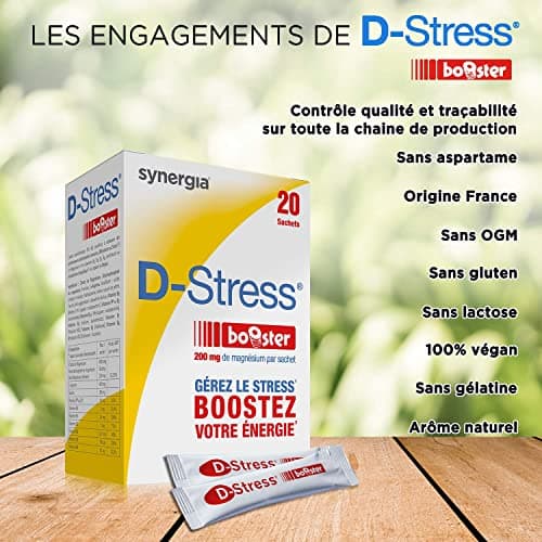 D-STRESS BOOSTER Lot de 10X20 sachets | Magnésium de 3ème génération | Booste l’énergie physique et mentale et gère les montées de stress en 30 minutes | LABORATOIRE SYNERGIA