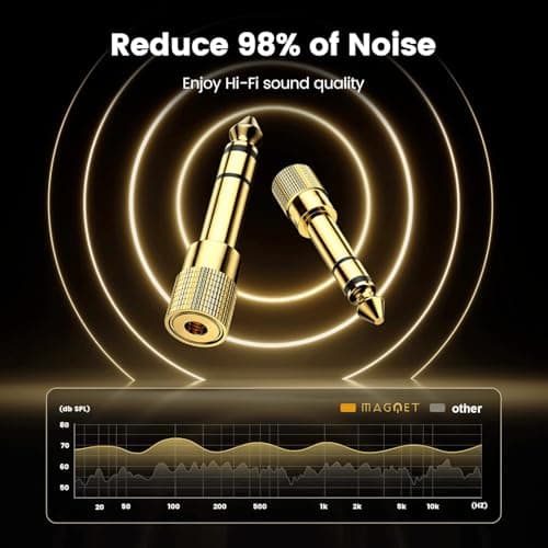 Magnet - Adaptateur de Casque 3,5 mm Femelle vers 6,35 mm Mâle, Auxiliaire Stéréo 6,35 mm vers 3,5 mm Plaqué Or pour Piano Numérique, Clavier, Table Mixage