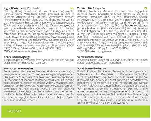 Pro Croissance & Fortification * 499.3 mg / 60 gélules * Sabal palmetto, Myrtille, Thé vert, Prêle des champs, Zinc, Sélénium et Biotine * Cheveux