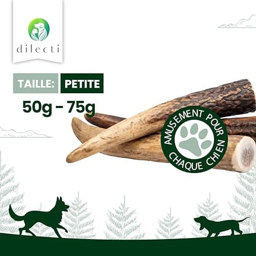 Bois de Cerf pour Chiens - Bois de Cerf pour Chiens Fabriqués à Partir de Bois de Cerf Rouge Naturel et Sélectionné avec Soin, Riche en Protéines et en Minéraux.- S (50-75g), Paquet de 3