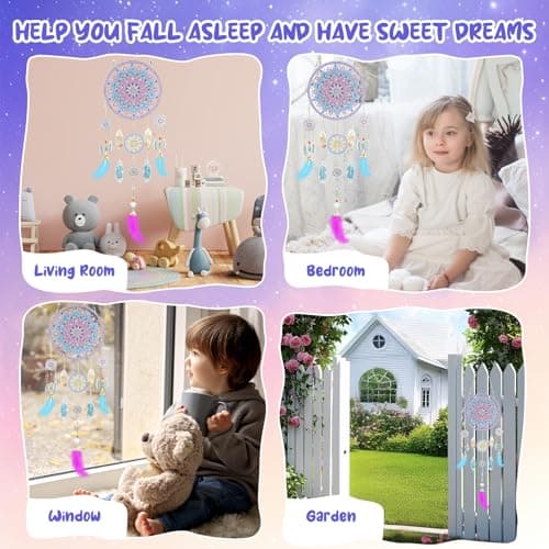 Ulikey Kit Diamond Painting Enfant, Kit de Bricolage Dreamcatcher, Bricolage Enfant, Pendentif et Cloche avec Plume, Capteur de Rêves, Activité Détente et Créative Enfants à Partir de 5 Ans (Style 2)